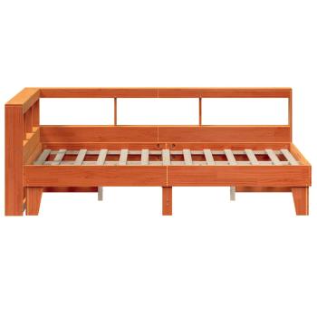 Massivholzbett mit Regal ohne Matratze Wachsbraun 135x190 cm