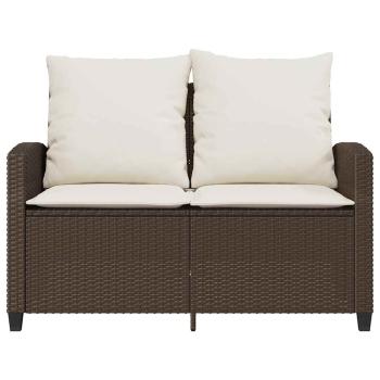 Gartensofa 2-Sitzer mit Kissen & Tisch Braun Poly Rattan