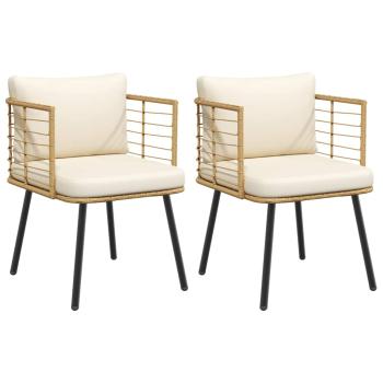 ARDEBO.de - Gartenstühle 2 Stk. mit Kissen Natur Poly Rattan