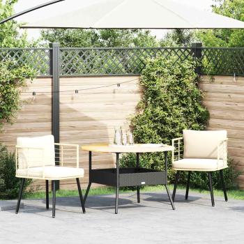 Gartenstühle 2 Stk. mit Kissen Natur Poly Rattan