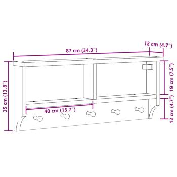 Wandgarderobe SANDNES 87x12x35 cm Massivholz Kiefer