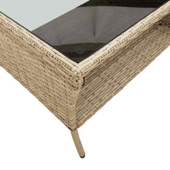 ARDEBO.de - Gartensofa 2-Sitzer mit Kissen & Tisch Beige Poly Rattan