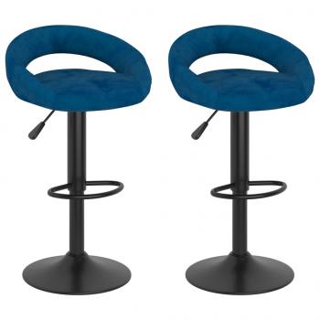 ARDEBO.de - Barhocker 2 Stk. Blau Samt