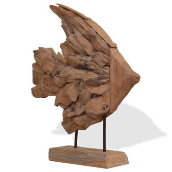 Fisch-Skulptur Teak 40x12x57 cm
