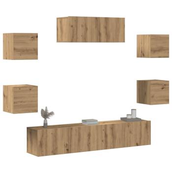 ARDEBO.de - 5-teiliges TV-Schrank-Set Wandmontage Artisan Eiche