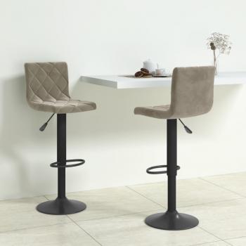 ARDEBO.de - Barhocker 2 Stk. Hellgrau Samt