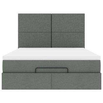 Ottoman-Bett mit Matratze & LEDs Dunkelgrau 140x190 cm Stoff