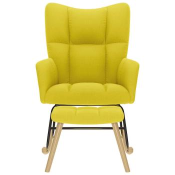 Schaukelstuhl mit Fußhocker Stoff Hellgelb