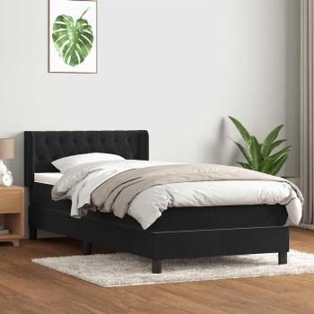 Boxspringbett mit Matratze Schwarz 90x220 cm Samt