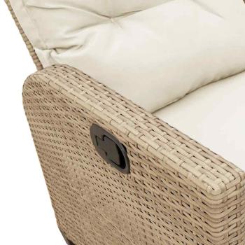 Gartensofa mit Liegefunktion Kissen L-Form Beige Poly Rattan