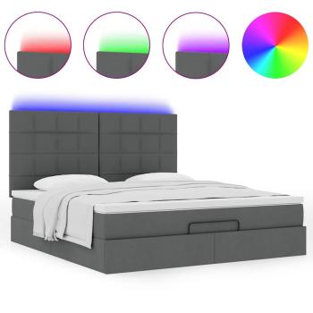 Ottoman-Bett mit Matratze & LEDs Dunkelgrau 180x200 cm Stoff