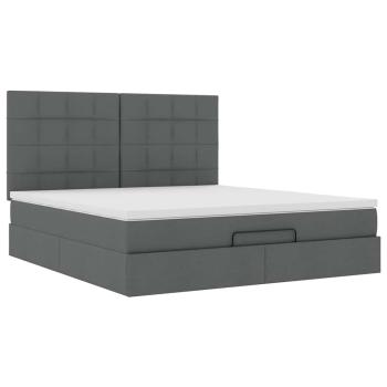 Ottoman-Bett mit Matratze & LEDs Dunkelgrau 180x200 cm Stoff