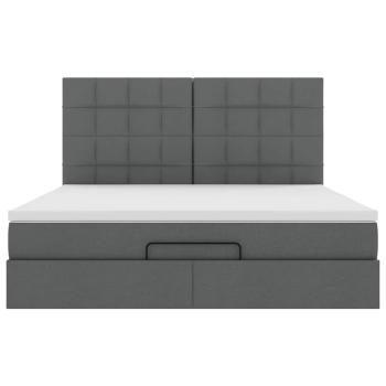 Ottoman-Bett mit Matratze & LEDs Dunkelgrau 180x200 cm Stoff