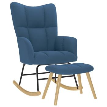 ARDEBO.de - Schaukelsessel mit Hocker Blau Stoff