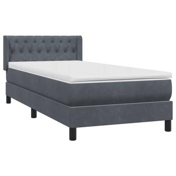 Boxspringbett mit Matratze Dunkelgrau 90x220 cm Samt