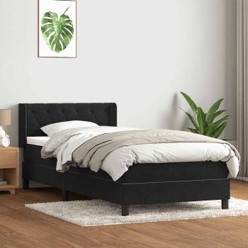 Boxspringbett mit Matratze Schwarz 80x220 cm Samt