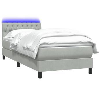 Boxspringbett mit Matratze Hellgrau 90x210 cm Samt