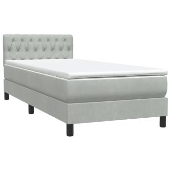 Boxspringbett mit Matratze Hellgrau 90x210 cm Samt