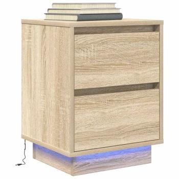 ARDEBO.de - Nachttisch mit LED-Leuchten Sonoma-Eiche 38x34x50 cm