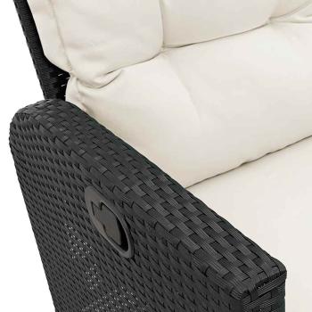 Gartensofa mit Liegefunktion Kissen L-Form Schwarz Poly Rattan