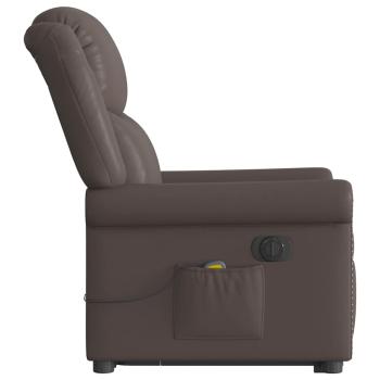 Massagesessel mit Aufstehhilfe Elektrisch Glänzend Braun