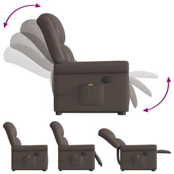 Massagesessel mit Aufstehhilfe Elektrisch Glänzend Braun