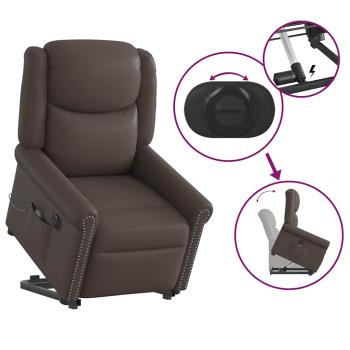 Massagesessel mit Aufstehhilfe Elektrisch Glänzend Braun