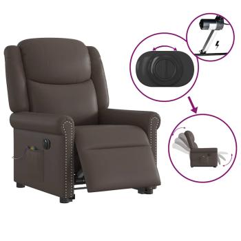 Massagesessel mit Aufstehhilfe Elektrisch Glänzend Braun