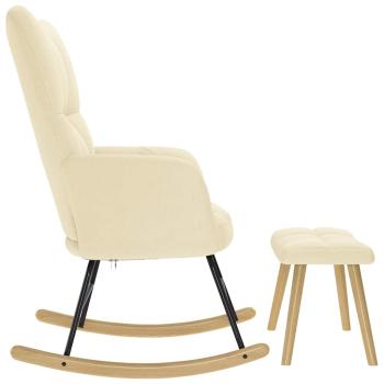 Schaukelsessel mit Hocker Creme Stoff