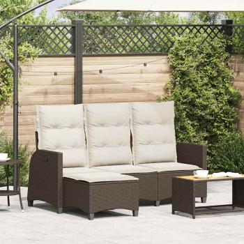 ARDEBO.de - Gartensofa mit Liegefunktion Kissen L-Form Braun Poly Rattan