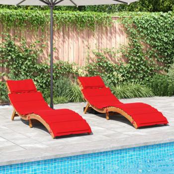 ARDEBO.de - Sonnenliegen mit Auflagen 2 Stk. Rot Massivholz Akazie