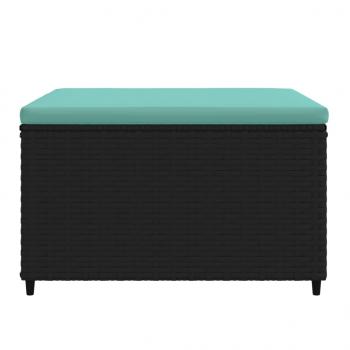 Gartenhocker mit Kissen 2 Stk. Schwarz Poly Rattan