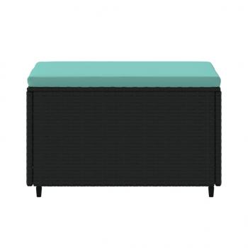Gartenhocker mit Kissen 2 Stk. Schwarz Poly Rattan