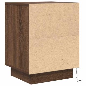 Nachttisch mit LED-Leuchten Braun Eichen-Optik 38x34x50 cm