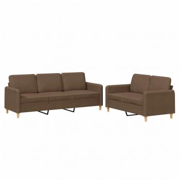ARDEBO.de - 2-tlg. Sofagarnitur mit Kissen Braun Stoff