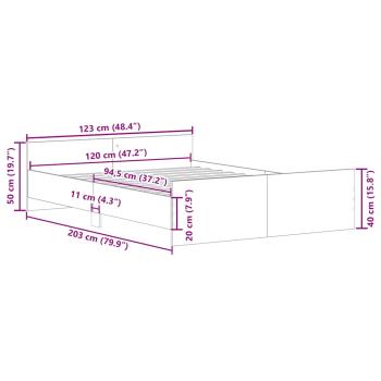 Bettgestell ohne Matratze Altholz-Optik 120x200cm Holzwerkstoff