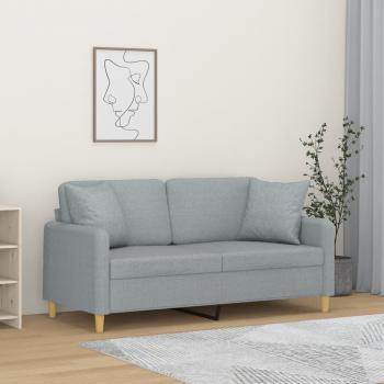 ARDEBO.de - 2-Sitzer-Sofa mit Zierkissen Hellgrau 140 cm Stoff