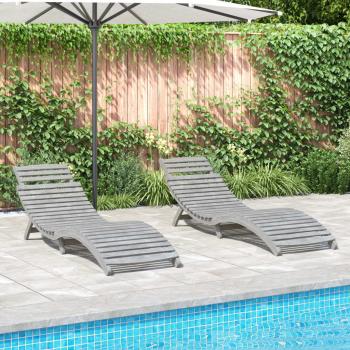 ARDEBO.de - Sonnenliegen 2 Stk. Grau 184x55x64 cm Massivholz Akazie