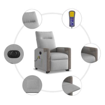 Massagesessel mit Aufstehhilfe Elektrisch Wolkengrau Stoff