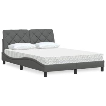 ARDEBO.de - Bett mit Matratze Dunkelgrau 140x190 cm Stoff