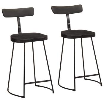 ARDEBO.de - Barhocker 2 Stk. Schwarz 49x43x88 cm Mango Massivholz