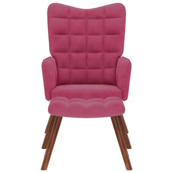 Relaxsessel mit Hocker Weinrot Samt