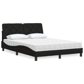 ARDEBO.de - Bett mit Matratze Schwarz 140x190 cm Stoff