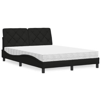Bett mit Matratze Schwarz 140x190 cm Stoff