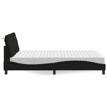 Bett mit Matratze Schwarz 140x190 cm Stoff