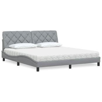 ARDEBO.de - Bett mit Matratze Hellgrau 180x200 cm Stoff