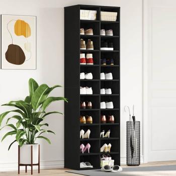 ARDEBO.de - Schuhschrank Schwarz Eichen-Optik 54x34x183 cm Holzwerkstoff
