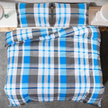 Bettwäsche-Set Blau und Grau 200x220 cm Baumwolle