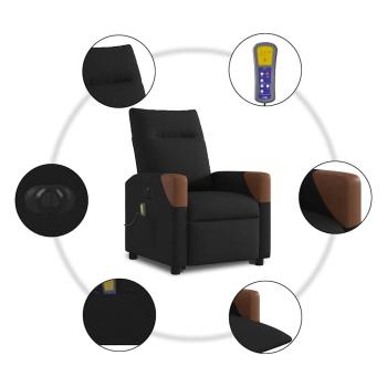 Elektrischer Massagesessel mit Aufstehhilfe Schwarz Stoff