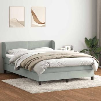 Boxspringbett mit Matratze Hellgrau 160x210 cm Samt